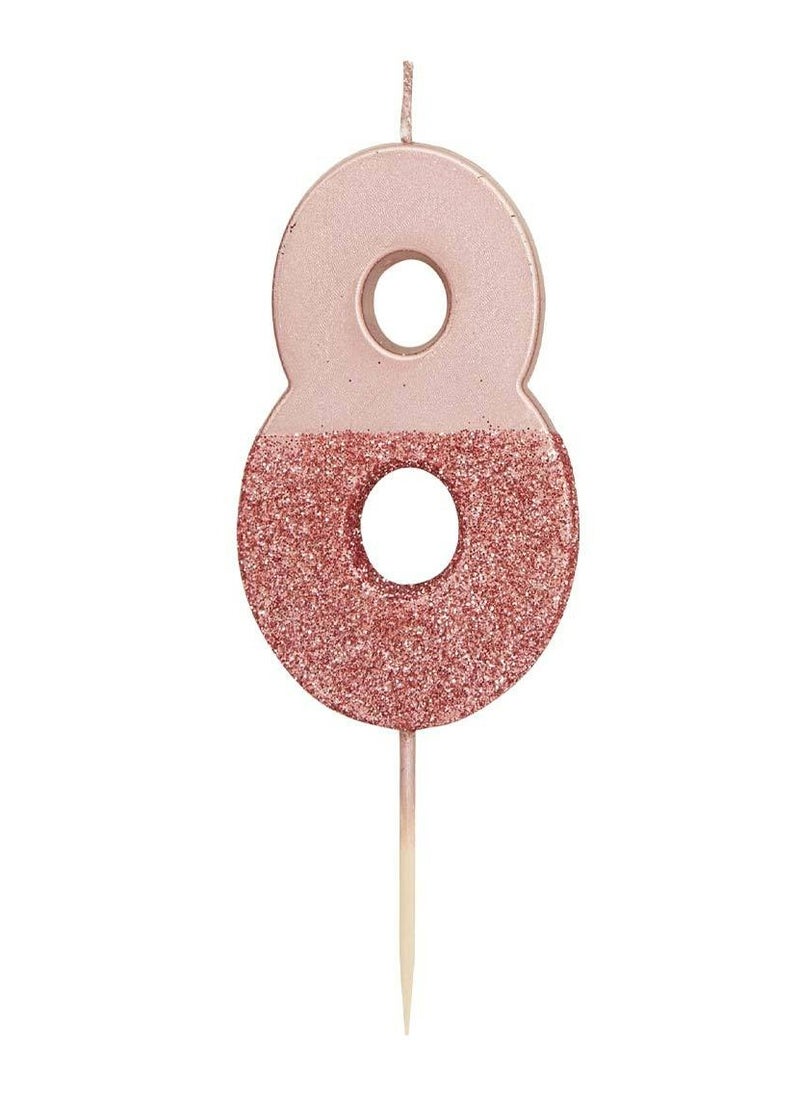 Talking Tables Rose Gold Glitter Number Candle - 8  - Image 1