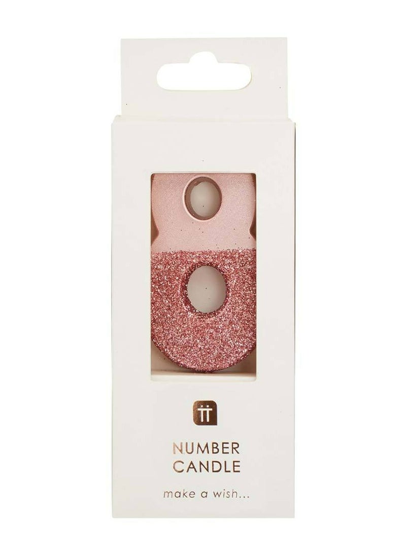 Talking Tables Rose Gold Glitter Number Candle - 8  - Image 2