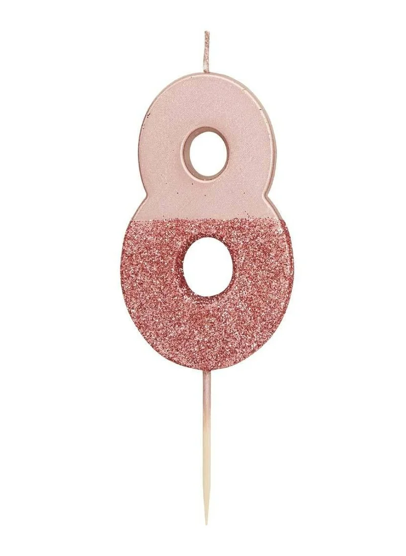 Talking Tables Rose Gold Glitter Number Candle - 8