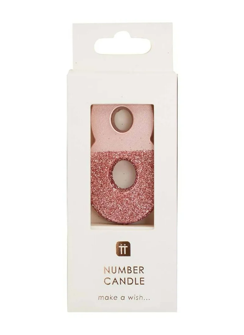 Talking Tables Rose Gold Glitter Number Candle - 8