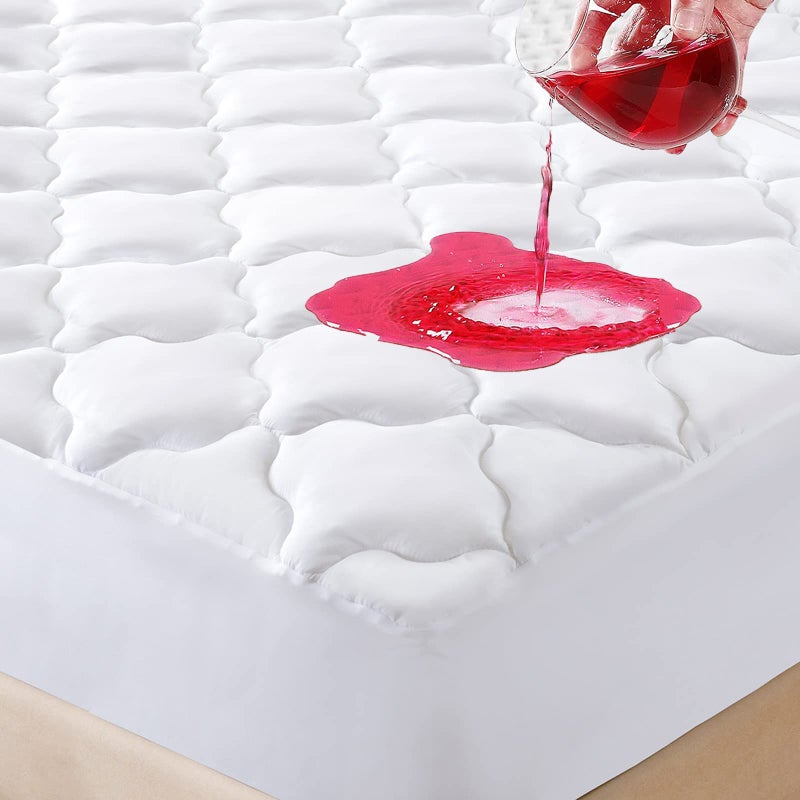 Waterproof Mattress Protector Twin Size 621 Deep Pocket Fitted Quilted Mattress Pad Cover Breathable Hollow Cotton Alternative Filling Mattress Pad Cover Twin Size