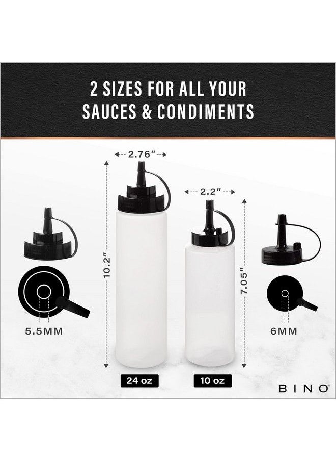 BINO - 2Piece Squeeze Bottles Set 10 Oz + 24 Oz | Food Grade Plastic | Squeeze Bottles For Liquids | Plastic Condiment & Sauce Squeeze Bottles | Cooking Sauce Bottles | Ketchup & Mustard Bottles - Image 1