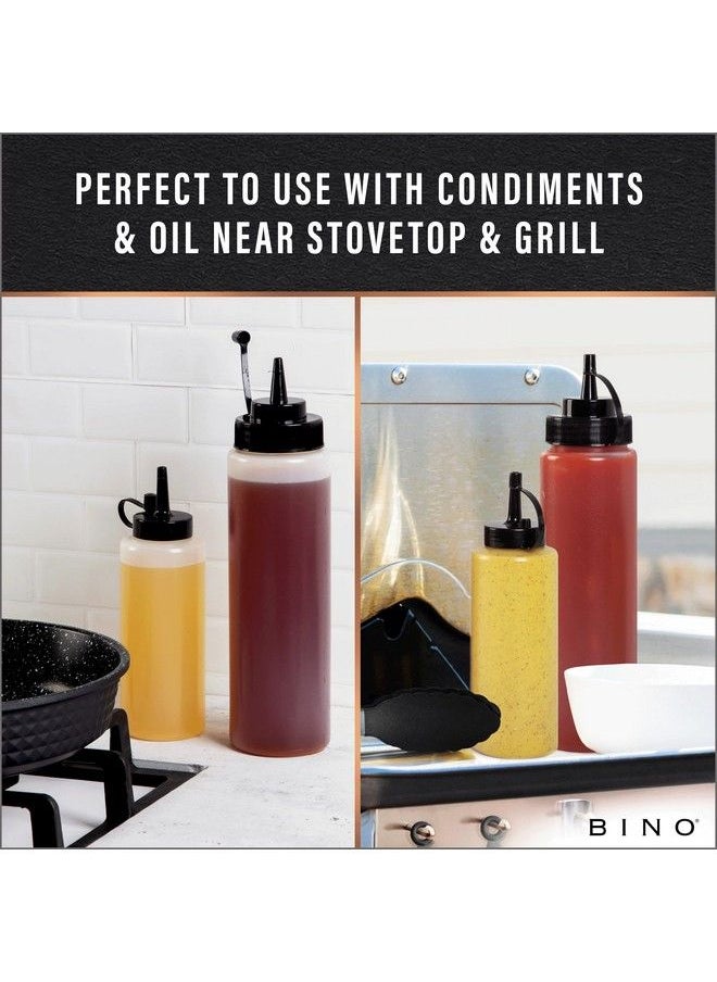 BINO - 2Piece Squeeze Bottles Set 10 Oz + 24 Oz | Food Grade Plastic | Squeeze Bottles For Liquids | Plastic Condiment & Sauce Squeeze Bottles | Cooking Sauce Bottles | Ketchup & Mustard Bottles - Image 1