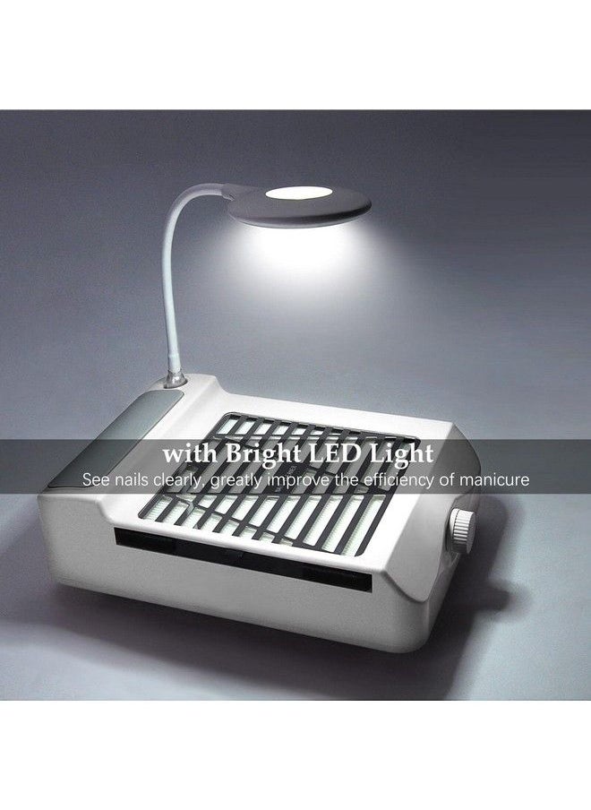 AONOLOVO Nail Dust Collector With Lamp Professional Nail Vacuum Dust Collector Dust Extractor Manicure Tool With Nail Dust Brush (Cj003)  - Image 3