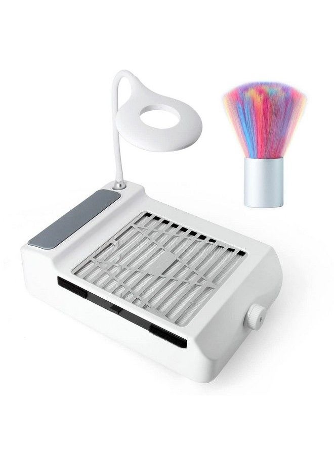 AONOLOVO Nail Dust Collector With Lamp Professional Nail Vacuum Dust Collector Dust Extractor Manicure Tool With Nail Dust Brush (Cj003)  - Image 2