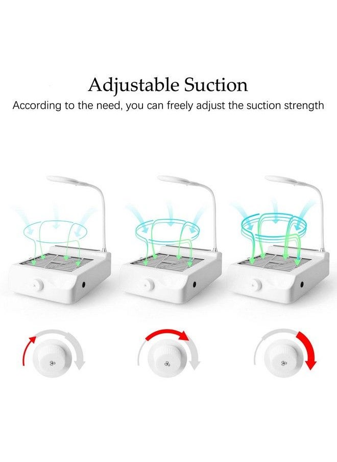 AONOLOVO Nail Dust Collector With Lamp Professional Nail Vacuum Dust Collector Dust Extractor Manicure Tool With Nail Dust Brush (Cj003)  - Image 4