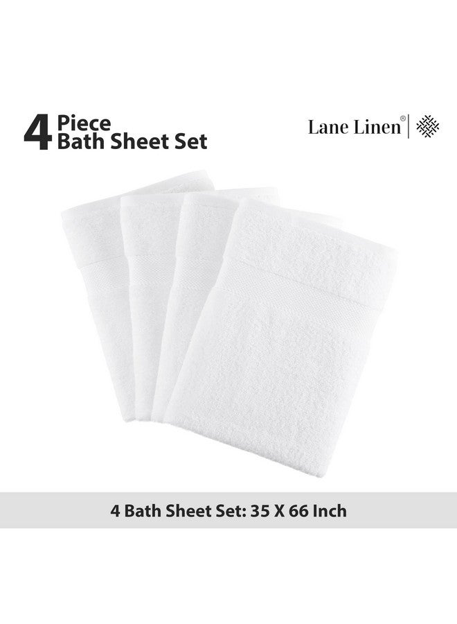 LANE LINEN LANE LINEN 100% Cotton 4 Pack Bath Sheets (35"x66") - Ring Spun Cotton - Extra Large Bath Towels Set - Quick Drying, Soft & Absorbent Oversized Bathroom Towel Sets - Hotel Quality - White Towels  - Image 5