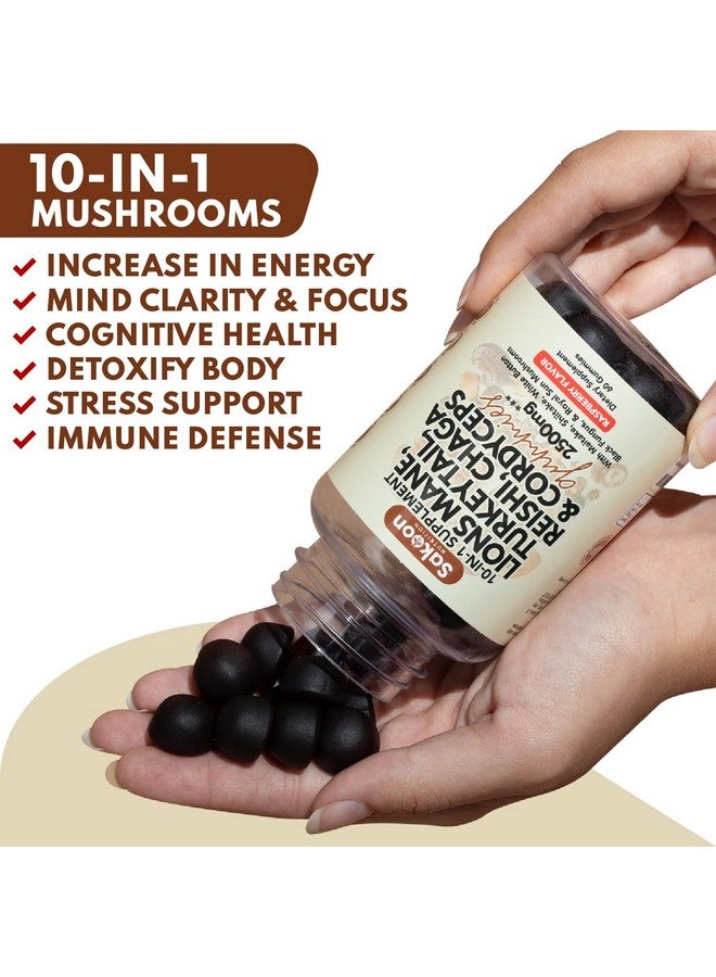 Sakoon nutrition Lions Mane Mushroom Gummies with Turkey Tail, Reishi & More, 2500mg, 60 Count, Raspberry Flavored - Image 5