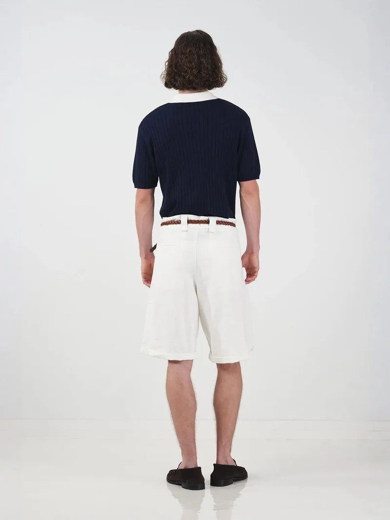 جيستو GIESTO High Waist Wide Leg Cotton Chino Shorts