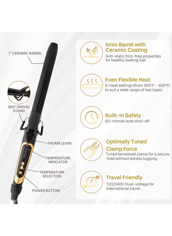 Asani - 1 Inch Curling Iron Hair Wand Extra Long Hair Curler Beachwaver With Ceramic Coating Barrel & Adjustable Heat Settings Up To 450°F Fast Heating Hair Styling Tool For All Types Of Hair - Image 1
