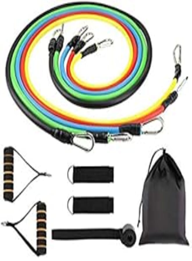 OR Stretch Bands Exercise Resistance Bands Set, Fitness Resistance Bands Set with 5 Fitness Tubes/Handles/Door anchor/ankle Straps/Carrying Pouch/Workout Guides,unisex