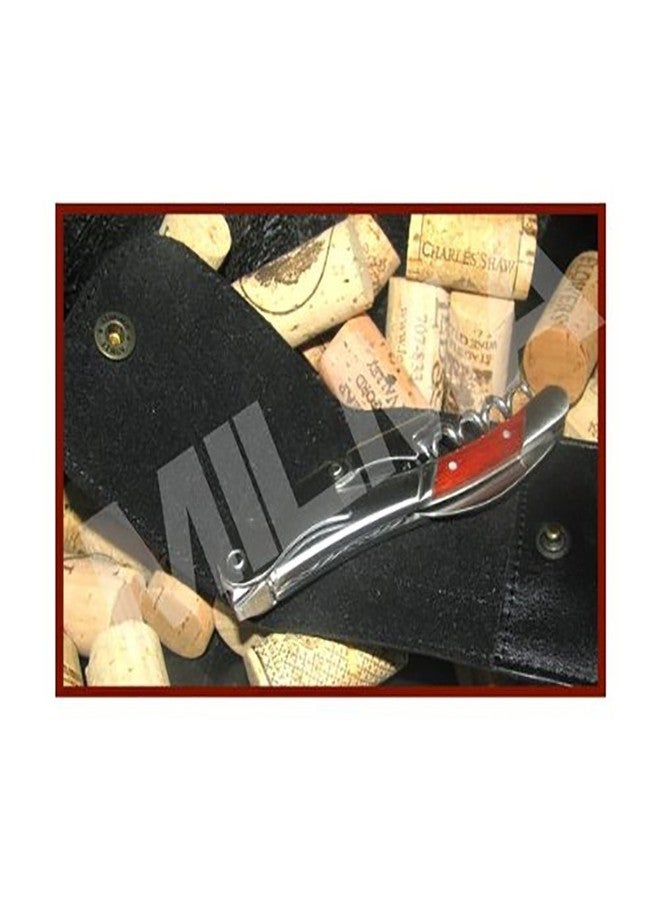 Bellini Professional Rosewood Waiter's Corkscrew with Leather Corkscrew Holster Pouch - Image 4