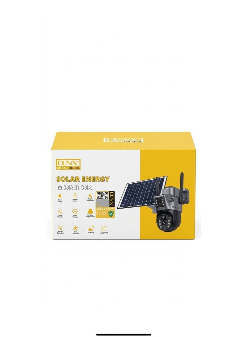 Denx DX3614 Solar Powered Security Camera - 360° PTZ Wireless Monitor, Full Color Night Vision, PIR Motion Detection, Two-Way Audio - 1 Year Warranty - Image 2