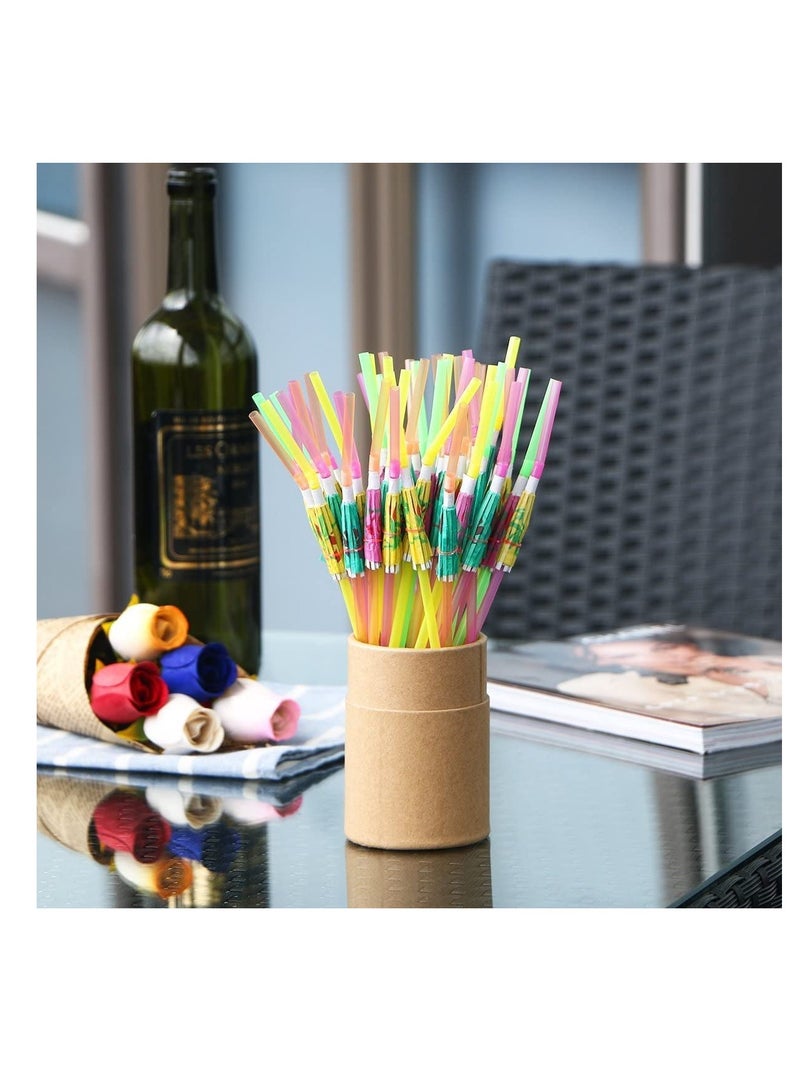 Excefore 100 Umbrella Parasol Drinking Straws Disposable Bendable Tropical Drinking Straws Hawaiian Beach beverage juice Party Decorations Supplies - Image 3