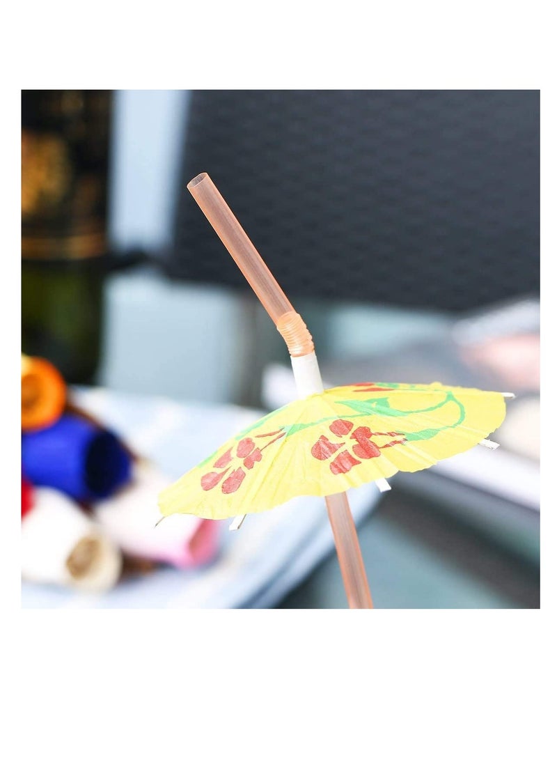 Excefore 100 Umbrella Parasol Drinking Straws Disposable Bendable Tropical Drinking Straws Hawaiian Beach beverage juice Party Decorations Supplies - Image 2