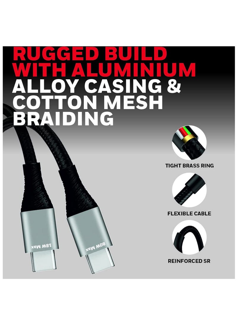 Honeywell Type C To Dual Type C Fast Charging Cable 1.8 Mtr Compatible With Iphone 16/15 Google Pixel Samsung And Oneplus Upto 100W Pd Braided Silver Silver - Image 5