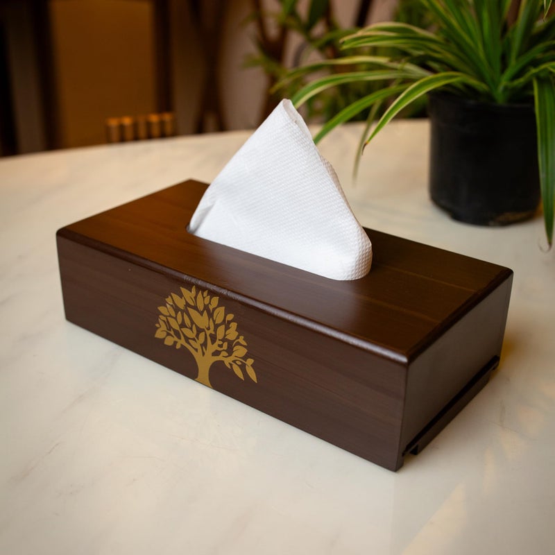 PRET HOMES Tree Laminated Tissue Box Holder for Cotton Rags Tissue | Handcrafted MDF Wood Rectangular Facial Tissue Box for Home, Office, Car, Bathroom & Kitchen - Image 2