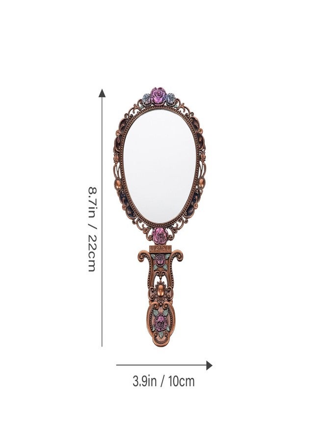 Lurrose Vintage Handheld Mirror: Hand Mirrors with Handle - Small Handheld for Girls Women Travel Packet - Image 3