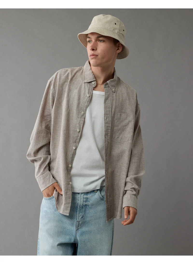 امريكان ايجل AE Everyday Relaxed Linen-Blend Button-Up Shirt