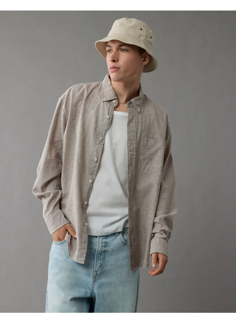 امريكان ايجل AE Everyday Relaxed Linen-Blend Button-Up Shirt