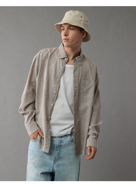 AE Everyday Relaxed Linen-Blend Button-Up Shirt
