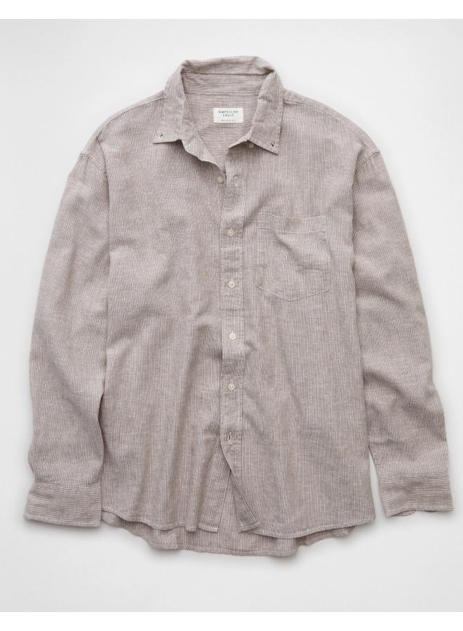 American Eagle AE Everyday Relaxed Linen-Blend Button-Up Shirt  - Image 3