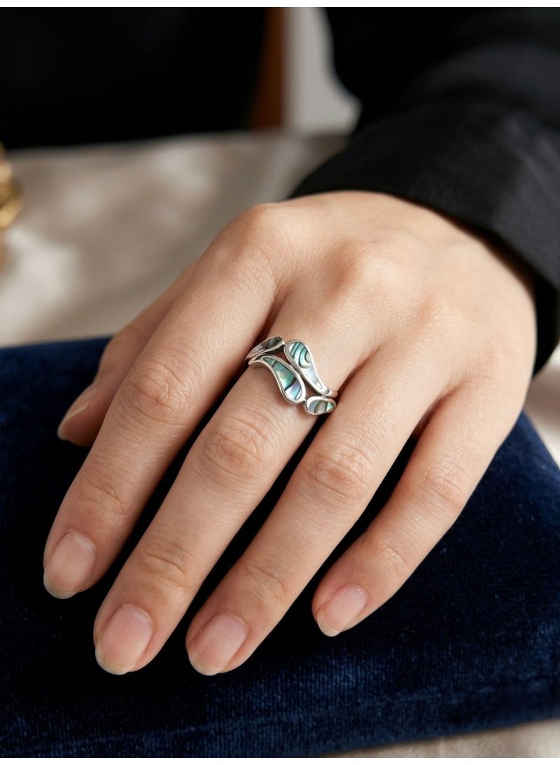 Kanira Premium 925 Sterling Silver Round Abalone Ring | Classic Women’s Designer Silver Ring | KANIRA | Size 7 - Image 1