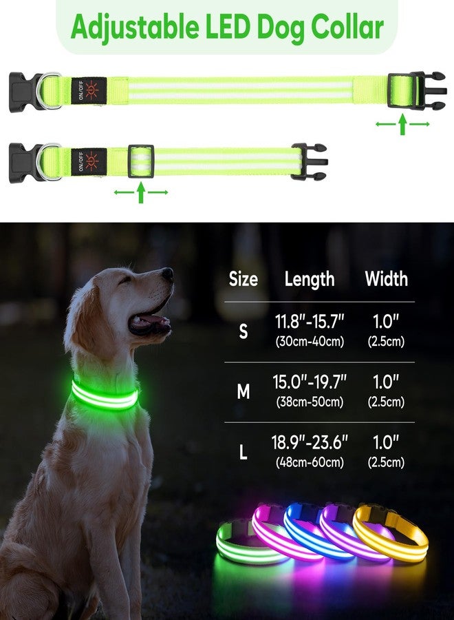 BSEEN Light Up Dog Collar - BSEEN LED Dog Collar Rechargeable, Double Line Fiber Optic Glow in The Dark Dog Collar Light, Safety Dog Lights for Night Walking (Green, Medium) - Image 3