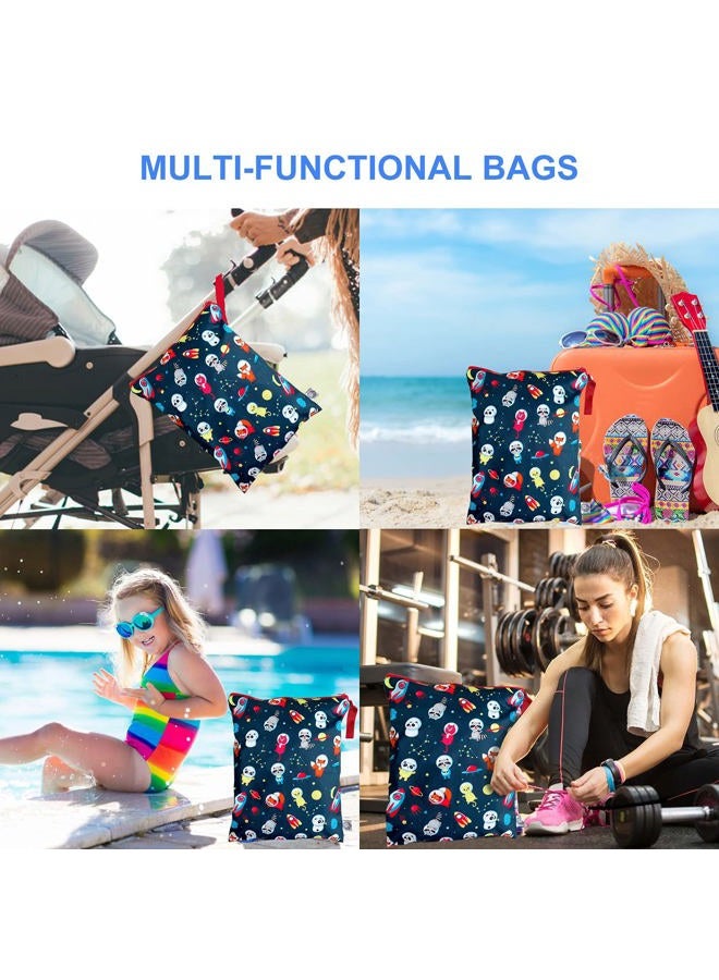 FLOCK THREE Waterproof and Reusable Wet Bag Diaper Stroller Water Resistant Swimsuit Travel Toiletries Yoga Gym Washable Carrier Large 12.6'' x 16.5'' - Image 4