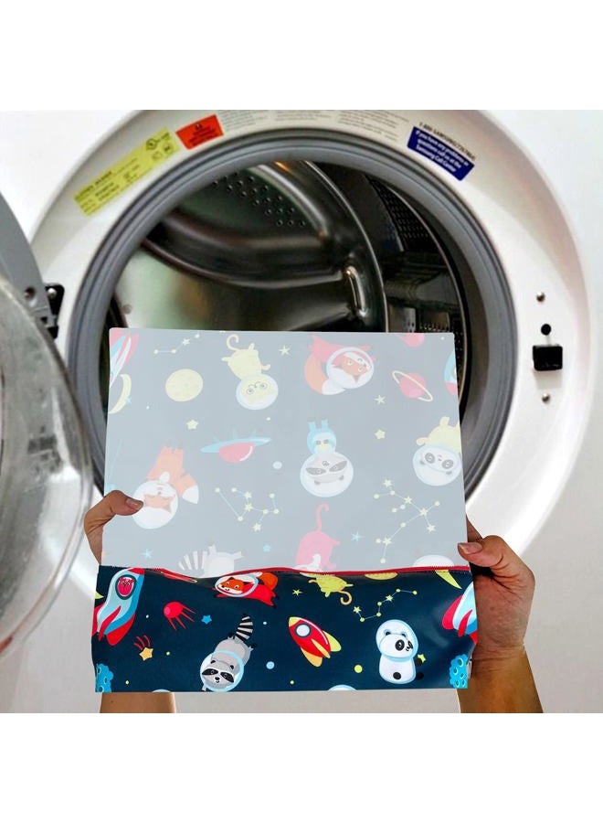 FLOCK THREE Waterproof and Reusable Wet Bag Diaper Stroller Water Resistant Swimsuit Travel Toiletries Yoga Gym Washable Carrier Large 12.6'' x 16.5'' - Image 5