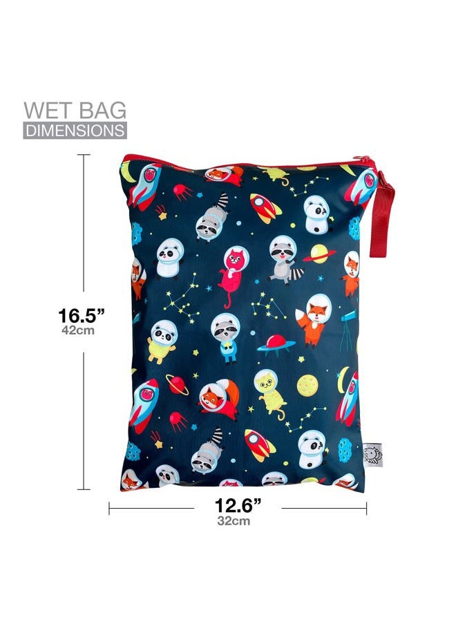 FLOCK THREE Waterproof and Reusable Wet Bag Diaper Stroller Water Resistant Swimsuit Travel Toiletries Yoga Gym Washable Carrier Large 12.6'' x 16.5'' - Image 2