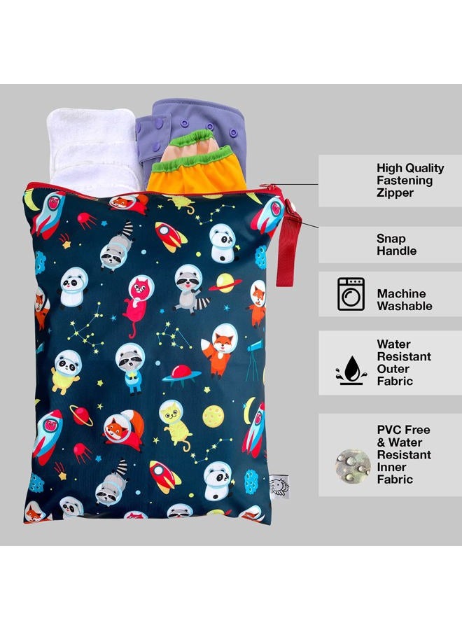 FLOCK THREE Waterproof and Reusable Wet Bag Diaper Stroller Water Resistant Swimsuit Travel Toiletries Yoga Gym Washable Carrier Large 12.6'' x 16.5'' - Image 3