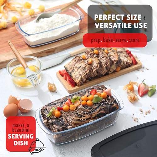 Nestl Set of 3 Glass Bread Loaf Pans for Baking Bread Pans for Homemade Breads Glass Food Storage Containers with Lids Glass Baking Dishes for Oven Pound Cake Pan Loaf Pan 19 Quart - Image 3