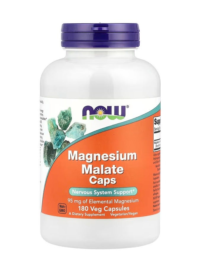 now Magnesium Malate Caps, 95 mg, 180 Veg Capsules