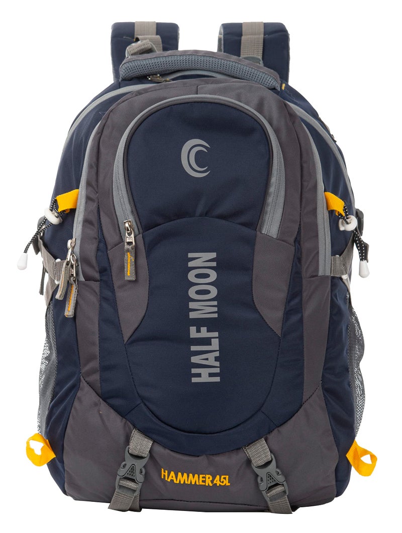 Half Moon 45L Hammer Waterproof Rucksack Bags for Man/Trekking Bags for Men | With 17.3" Laptop Compartment & Rain cover | For Trekking, Hiking, Travel Backpack for Men & Women (Navy Blue) - Image 1