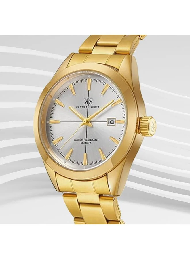 Kenneth Scott White Men's Stainless Steel Analog Watch K23025-GBGW - 40 mm for Men | Best Price UAE