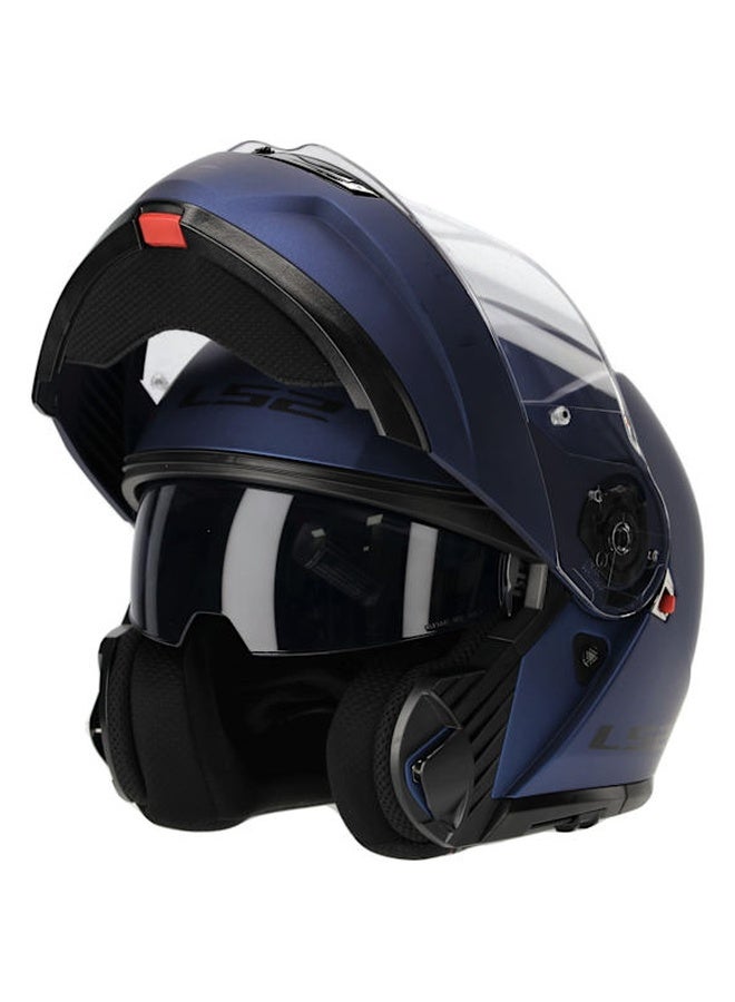 LS2 STROBE II Flip-Up Motorcycle Helmet Navy Blue Size M | Full Face Modular Helmet - Image 2