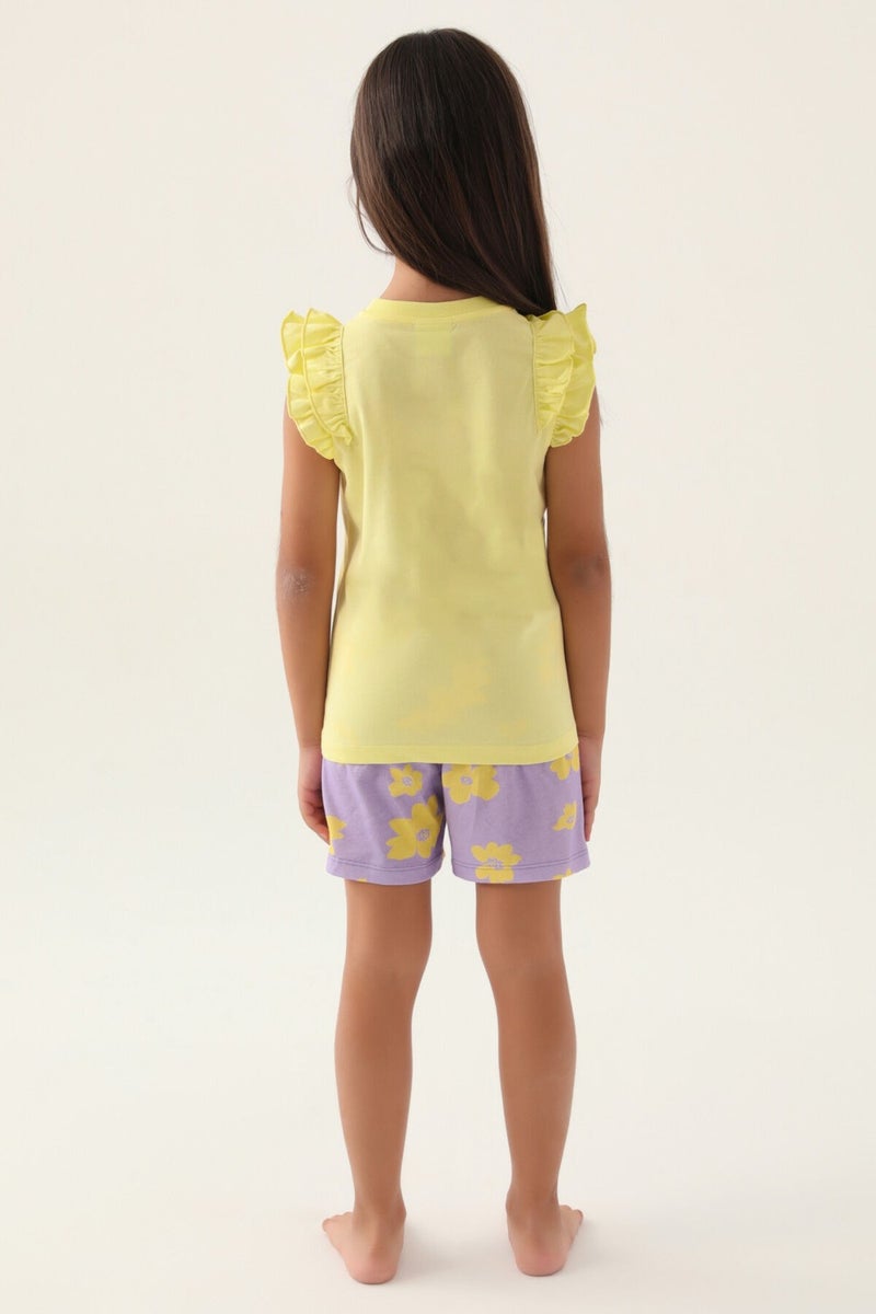 U.S. Polo Assn. Licensed Frilly Light Yellow Girls Shorts Set  - Image 5