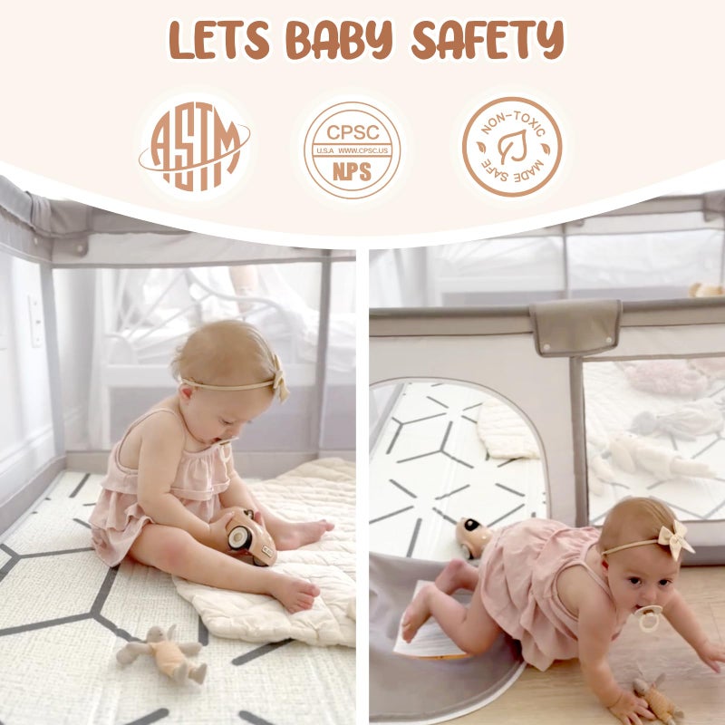 ZEEBABA Baby Playpen,Playpen, Playpen for Babies and Toddlers, Play Pen for Kids, Play Pens for Babies and Toddlers for Apartment (47 * 47 inch Grey with mat) - Image 4