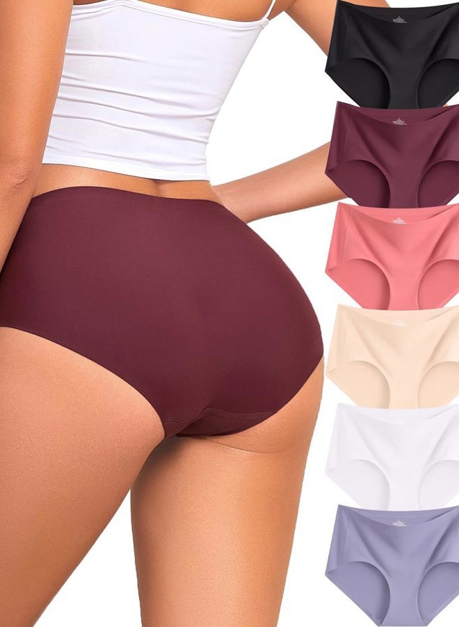 FINETOO 6 Pack Womens Seamless Underwear Full Coverage Breathable Panties Mid Rise Stretchy Invisible Briefs Tagless Undies, Color a, M - Image 1