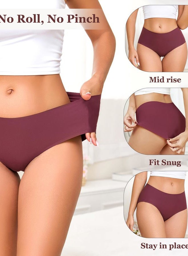 FINETOO 6 Pack Womens Seamless Underwear Full Coverage Breathable Panties Mid Rise Stretchy Invisible Briefs Tagless Undies, Color a, M - Image 4