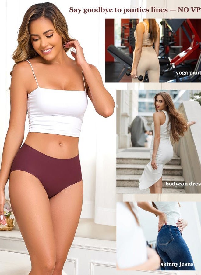 FINETOO 6 Pack Womens Seamless Underwear Full Coverage Breathable Panties Mid Rise Stretchy Invisible Briefs Tagless Undies, Color a, M - Image 2