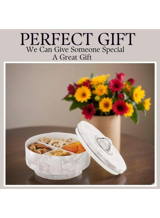 Nabhya Marble Print Revolving Round Shape 4 Section Multipurpose Dry Fruit Storage Container Set Box with Air-Tight Lid, Plastic Utility For Serving Sweets, Chocolates, Candy, Pickle & Kitchen (White) - Image 4