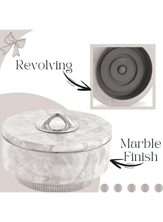 Nabhya Marble Print Revolving Round Shape 4 Section Multipurpose Dry Fruit Storage Container Set Box with Air-Tight Lid, Plastic Utility For Serving Sweets, Chocolates, Candy, Pickle & Kitchen (White) - Image 5
