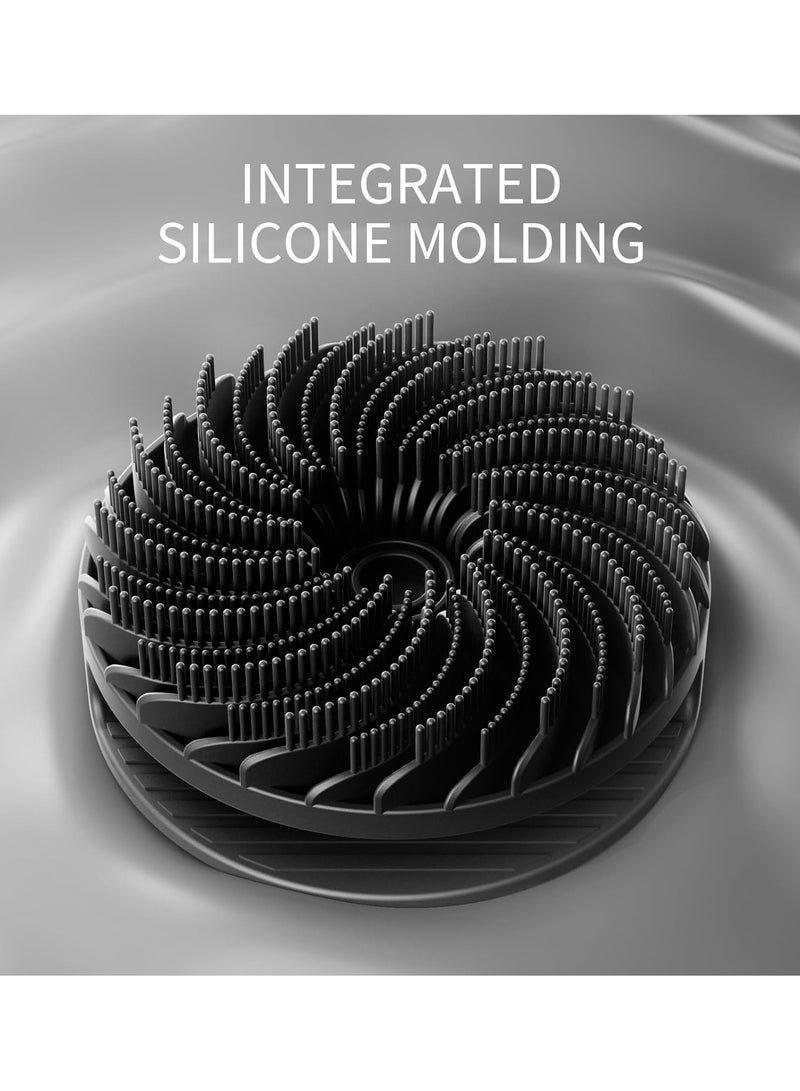 3 in 1 Silicone Brush, Face Towel, Body Shower Scrubber and Scalp Hair Massager Shampoo Brush, Deeply Cleanse Skin, Dandruff Removal and Hair Growth, Gentle for Women Men Sensitive Skin,  Food-Grade Silicone Body Scrubber Bath Shower Cleansing Brush, Gentle Exfoliating and Massaging, Nice Foaming, More Hygienic and Last Longer ,1 Pack (Black) - Image 5