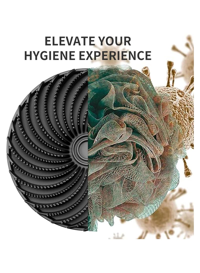 3 in 1 Silicone Brush, Face Towel, Body Shower Scrubber and Scalp Hair Massager Shampoo Brush, Deeply Cleanse Skin, Dandruff Removal and Hair Growth, Gentle for Women Men Sensitive Skin,  Food-Grade Silicone Body Scrubber Bath Shower Cleansing Brush, Gentle Exfoliating and Massaging, Nice Foaming, More Hygienic and Last Longer ,1 Pack (Black) - Image 4