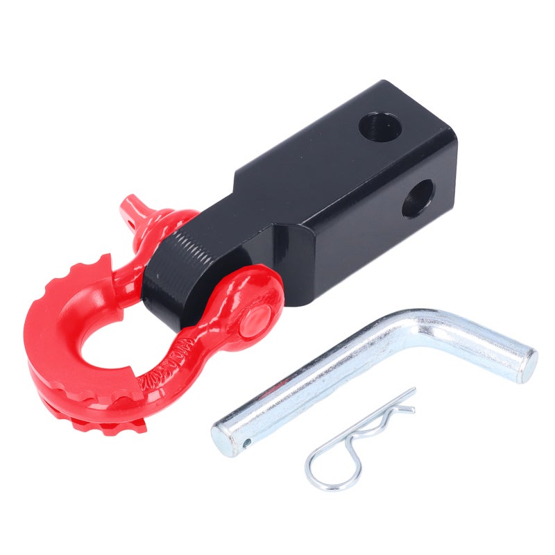 Universal Shackle Hitch Receiver 2-Inch Red - Practical Design Rustproof Steel Shackle Tow Hitch Receiver - Premium Material Dual Hitch Pin Holes for Vehicle Recovery Towing - Image 1