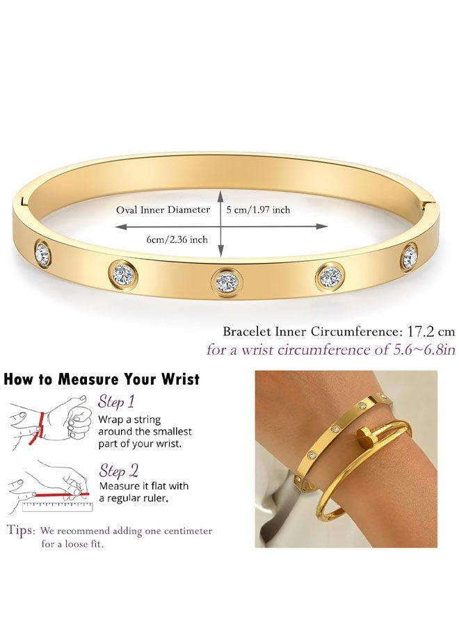18K Gold Plated Love Nail Bangle Bracelet Set Stackable Dupes Stainless Steel Bangle Set For Love Trendy Jewelry - Image 2