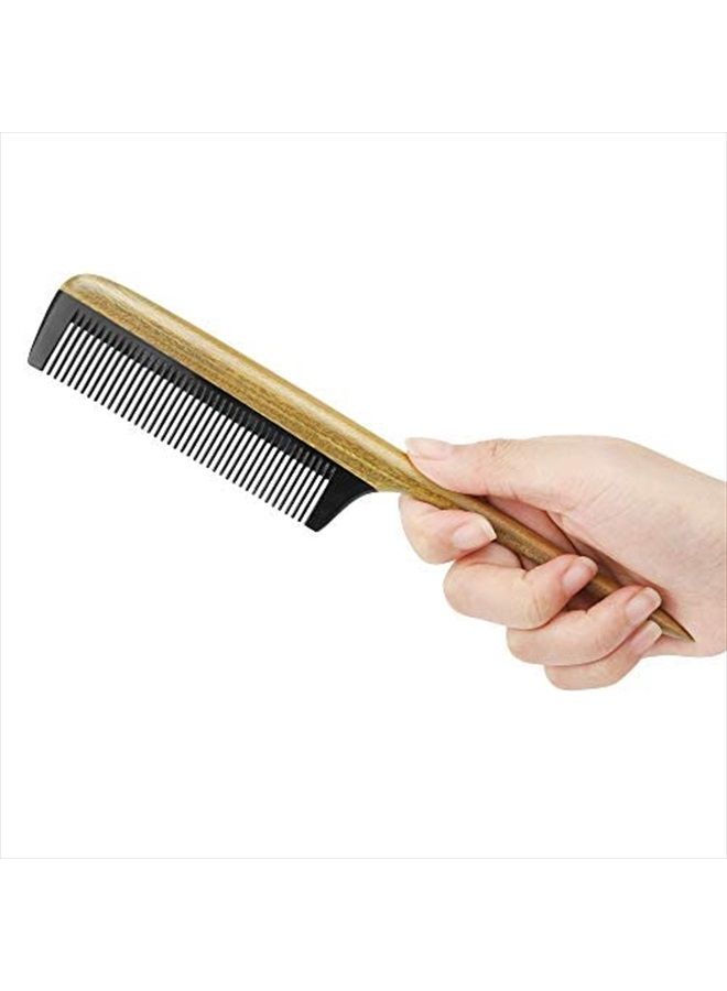OneDor 100% Handmade Natural Green Sandalwood With Buffalo Horn Hair Combs - Anti-Static Sandalwood Scent Natural Hair Detangler Wooden Combs (Buffalo Horn Tail Comb) - Image 4