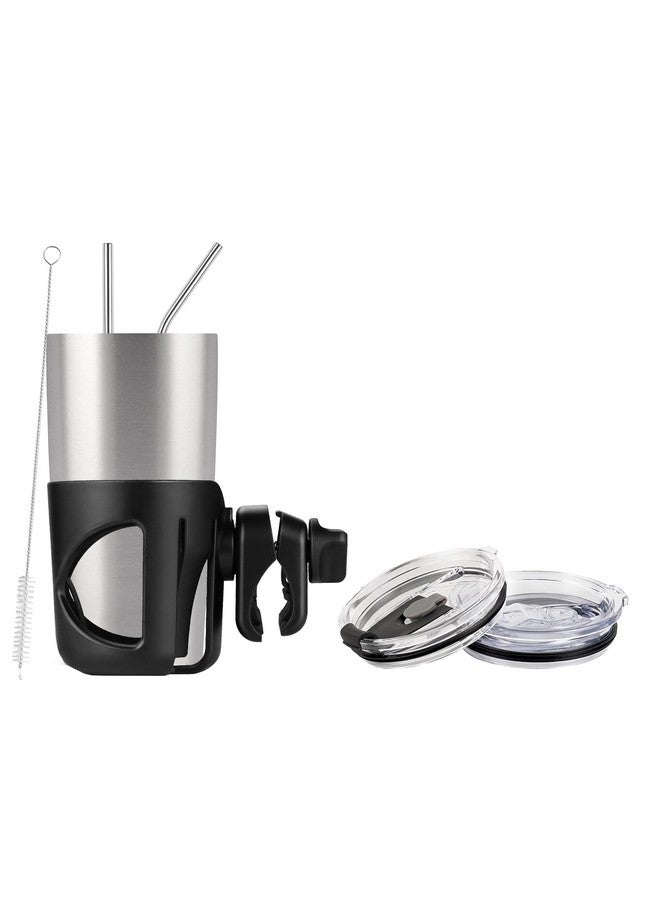 Digital Nc New 2-in-1 Super Secure Fit Tumbler and Holder - 20 oz. Anti-Shake, Spill Resistant Vacuum Insulated Stainless-Steel Tumbler + 360° Cup Holder. for Bumpy Rides (Applicable on Bikes, Scooters) Black - Image 1